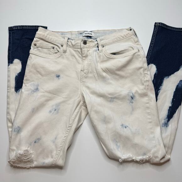 True Religion | Distressed White & Blue Ombre Skinny Jean - Picture 2 of 5